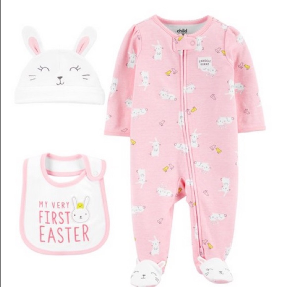 NWT TWINS 1st Easter sleeper bib cap carters 6-9 m - Picture 6 of 10